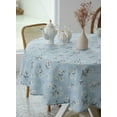 thumbnail image 6 of Pastoral Round Tablecloth - 60 Inch Dia. - Linen Fabric Table Cloth - Washable Table Cover with Dust-Proof Wrinkle Resistant for Restaurant, Picnic, Indoor and Outdoor Dining, Floral (Light Blue), 6 of 7