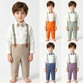 thumbnail image 7 of enyan Little Boy Clothes Suits Dress Shirt with Bow Tie Suspender Pants Gentleman Outfit Sets for Party, Prom, Wedding Blue,6-7 Years, 7 of 7
