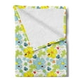 thumbnail image 2 of Yellow and Blue Soft Flannel Fleece Throw Blanket, Daisies and Shamrock Flowers with Hand Drawn Style Hearts and Ladybugs, Cozy Plush for Indoor and Outdoor Use, 70" x 90", Multicolor, by Ambesonne, 2 of 5