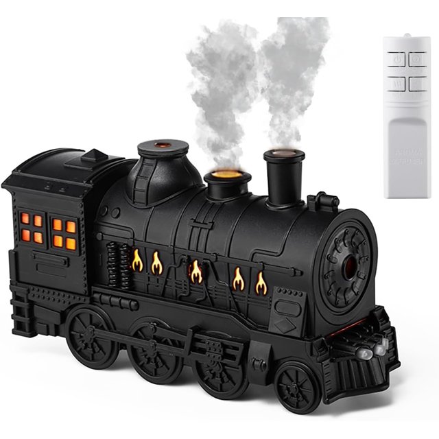 Train Diffusers for Essential Oils, 300ML Essential Oil Diffuser Cool Mist Humidifier Aroma Diffuser with Night Light for Bedroom Desk (Black)