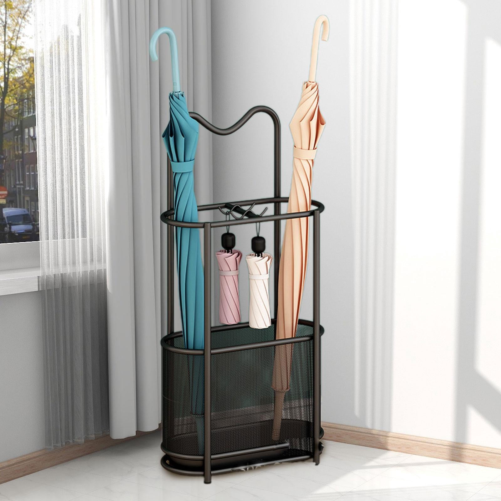 Fiocias Umbrella Rack Stand Holder Bin Iron Organizer Storage Rack Umbrella Stand Holder black