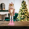 thumbnail image 6 of Christmas Nutcracker Ornament 12inch Sculpture for Shelves Tabletop Festival Pink, 6 of 8