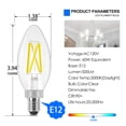 thumbnail image 2 of Candelabra B11 Candle Light 5000K Daylight LED Bulbs 60 Watt 500 Lumens, 90+ High CRI, Filament E12 Candle, LED Chandelier Light Bulbs, UL Listed, 12 Pack, 2 of 8