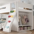 thumbnail image 5 of Harper & Bright Designs Twin XL over Full Bunk Bed with Storage and Wardrobe, Solid Wood Bunk Bed Frame with Rock Climbing Slide, Solid Wood Bed Frame with Guardrails for Boys Girls, White, 5 of 14