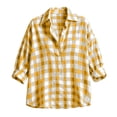 thumbnail image 6 of Warop Plaid Shirt for Women Fall Long Sleeve Blouses Button Down Lapel Tops Business Dressy Casual Work Outfits Clothes, 6 of 9