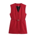thumbnail image 5 of HH TRAF Moda Mujer Cuello en V Estilo de Calle Delgado Crop Top Mujeres Sólido Sin Mangas Bolsillo Cinturón Decorado Chaleco Superior 3 Colores Mujer, 5 of 5