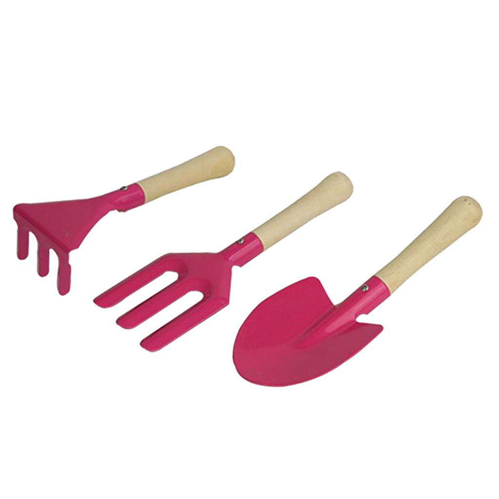 Kids Rakes For Leaves Cute Design Mini Metal Plastic Kids Garden Tool Set Safe Shovel Spade Rake Watering Can Bag Kids Shovel