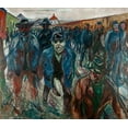 thumbnail image 2 of Munch, Edvard 29x26 Gold Ornate Wood Framed with Double Matting Museum Art Print Titled - Workers on their Way Home, 1913-1914, 2 of 4
