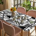 thumbnail image 3 of Sage Green Black Geometric Table Cloths for 5 Foot Rectangle Tables, Abstract Art Modern Line Patio Waterproof Elastic Fitted Tablecloths, Washable Rectangular Table Cover for Camping, 3 of 8