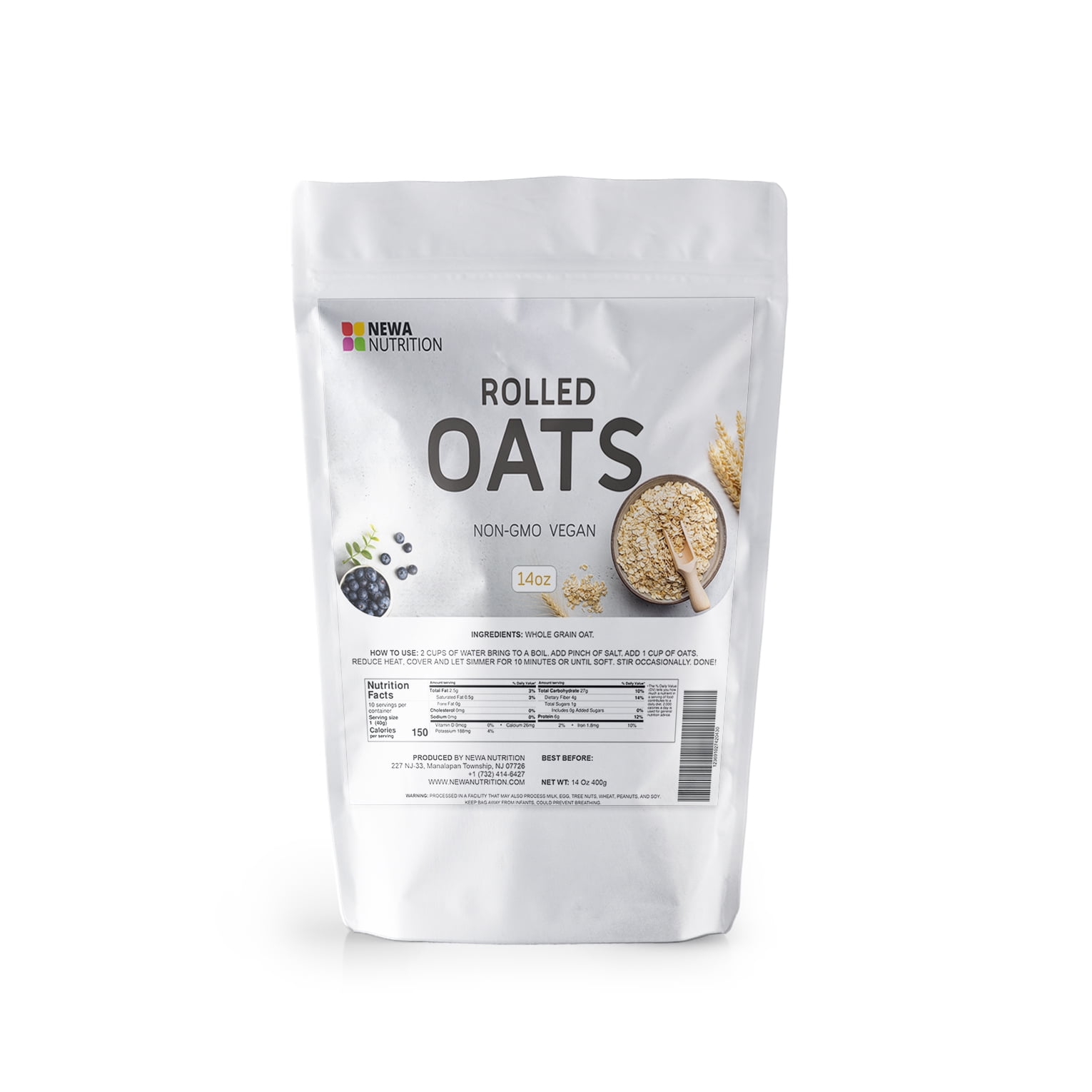 Organic Rolled Old Fashioned Oats, Kosher, NonGmo, Whole grain (Pack