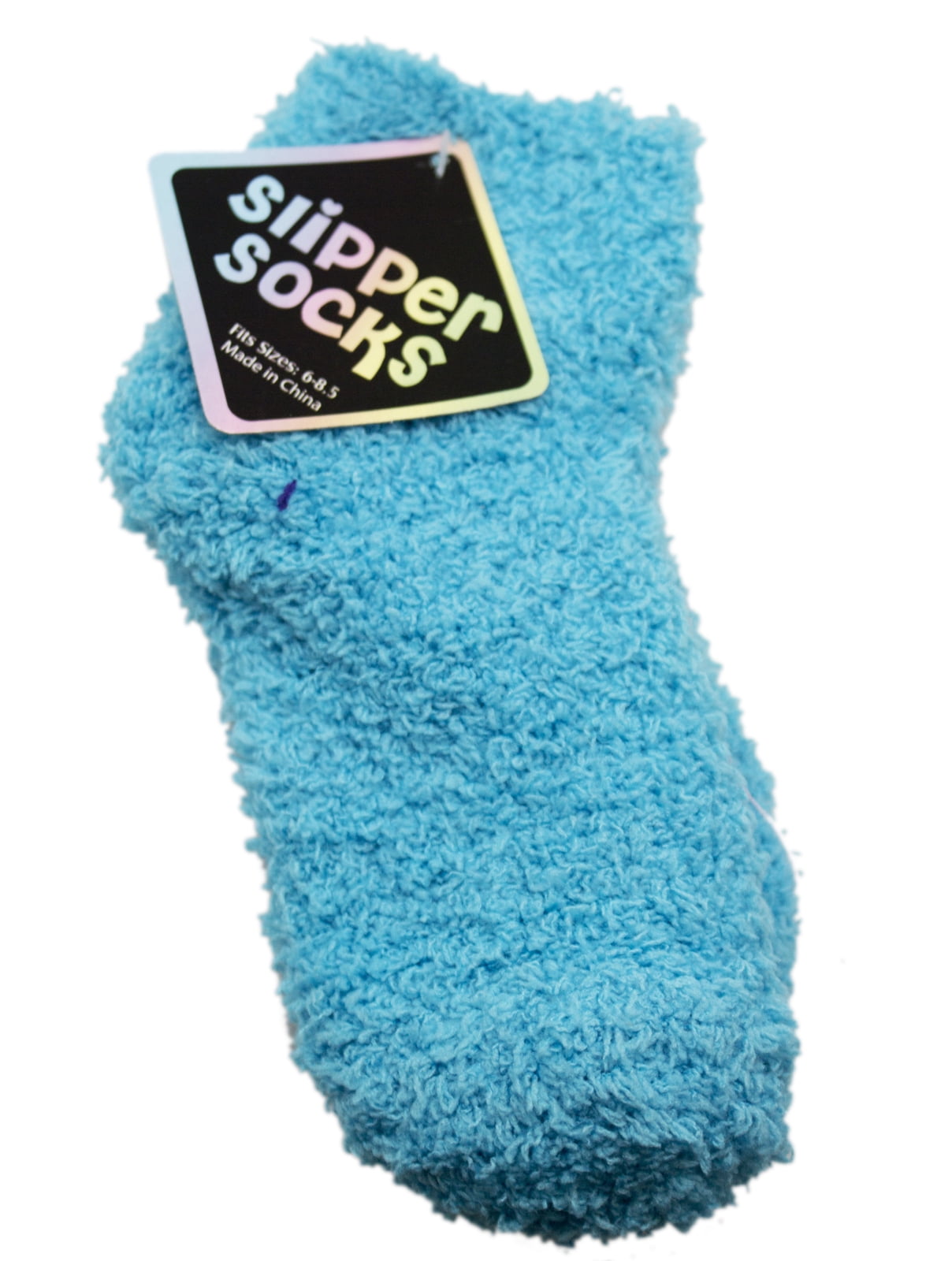 Light Blue Colored Fuzzy Slipper Socks (Size 68.5)