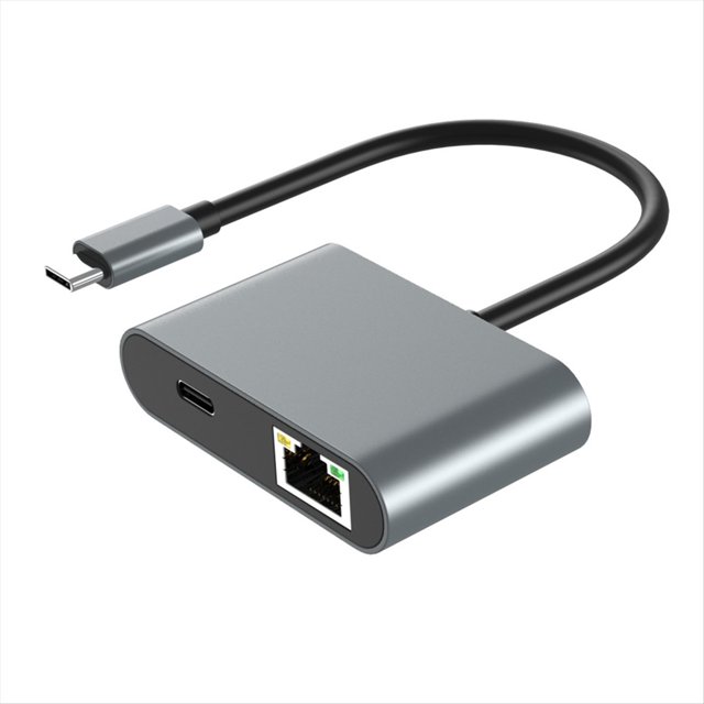Adaptador USB C A Ethernet de 1000 Mbps, Puerto de Carga Rápida PD de 60 W, Adaptador de Red Tipo C A RJ45 2XUSB 3.0 para PC y Portátil.