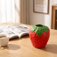 thumbnail image 3 of Strawberry Vase Cute Flower Vessel Floral Holder Tabletop Ornament Room Decor Home Accent Desk Centerpiece Living Display Red, 3 of 5