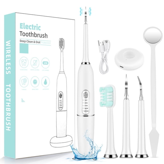 BearCris Dental Calculus Remover Teeth Cleaning Kits  for Adult Kids with Mirror, Toothbrush head & 5 Adjustable Modes