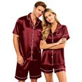 thumbnail image 2 of Hkoxplj Couple Matching Pajamas Sets Silk Short Sleeve Button Down Sleepwear Satin Pjs Shorts Set Soft Loungewear, 2 of 8