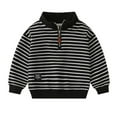 thumbnail image 3 of Usaibhir Boys Girls Pullover Sweaters Kids Striped/Solid Sweaters Relaxed Fit Quarter Zip Stand Collar Casual Warm Long Sleeve Knit Sweatshirt Tops Teen for 2-10Y, 3 of 5