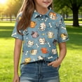 thumbnail image 2 of Grblisyd Girls Shirts Cute Animal Print Short Sleeve Collar Polo Shirts Casual Loose School Uniform Shirt, 2 of 6