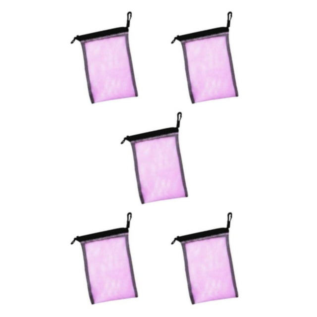 Transemion Dive Swimming Drawstring Mesh Bag Storage for Gear Diving Snorkel Pink 9 Inch x 6.5 Inch 5Set