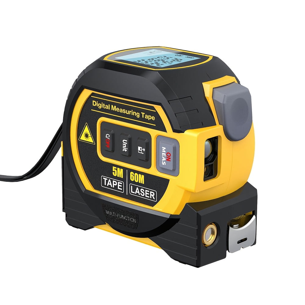 3in1 Laser Rangefinder 5m Tape Measure Ruler LCD Display with Backlight Distance Meter Building Measurement Device Area Volumes Surveying Equipment