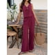 thumbnail image 4 of Conjunto de 2 Piezas para Mujer: Chaleco con Cuello en V y Cintura con Lazo, Pantalones Casuales de Pierna , Color Vino Tinto , Talla XL, 4 of 9