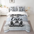 thumbnail image 2 of Erosebridal Ensembles de Literie Maison au Bord de la Rivière Grand Lit, Ensemble de Lit Tout-en-un Grand Lit, Literie Rustique de Chalet Grand Lit, Décor de Chambre de Ferme en Microfibre, Réversible, 7 Pcs, 2 of 5
