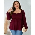 thumbnail image 3 of Women Plus Size Shirts Notched Neck Long Sleeve Blouse Casual Tops, 3 of 5