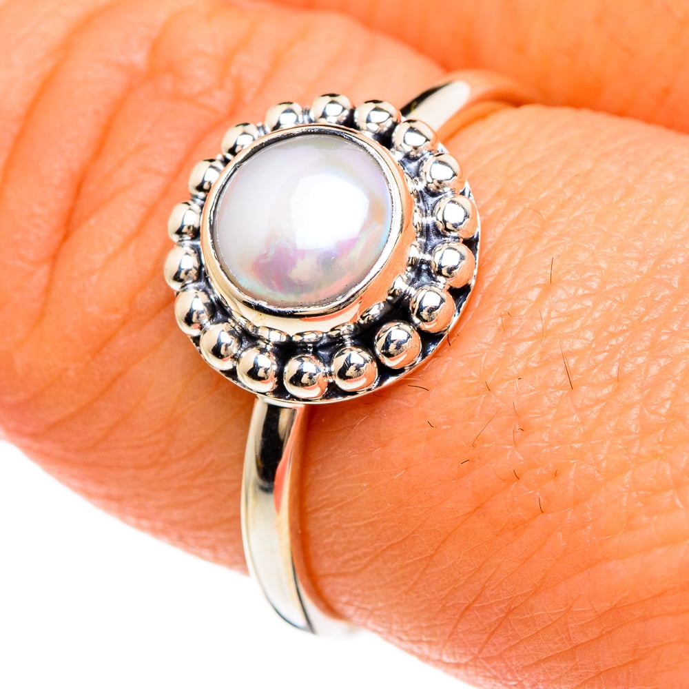 STERLING SILVER STRETCH STACKING RING PALE PINK FRESHWATER PEARL ALL SIZES 925 