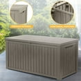 thumbnail image 5 of Uforic ﻿180 Gallon Resin Deck Box,Large Outdoor Storage box with Built-in Divide for Patio, Weatherproof and Lockable,Light Brown, 5 of 5