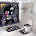 thumbnail image 1 of 4Pcs Halloween Bathroom Set, Skeleton and Zombie Bride Holding Hands Bathroom Set with 12 Hooks，Waterproof, Non-Slip, Halloween Bathroom Decoration, 1 of 8