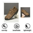 thumbnail image 4 of Men's Casual Leather Shoes Hand-Stitched Fashion Classic Loafers Lightweight Lace-Up Non-Slip Wear-Resistant Work Shoes Yellow 9 US, 4 of 7