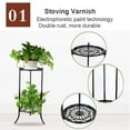 thumbnail image 3 of 2 Tier Metal Plant Stand, Round Plant Shelf Flower Pot Rack Modern Planter Holder for Garden Patio Indoor Outdoor Black White, 3 of 10