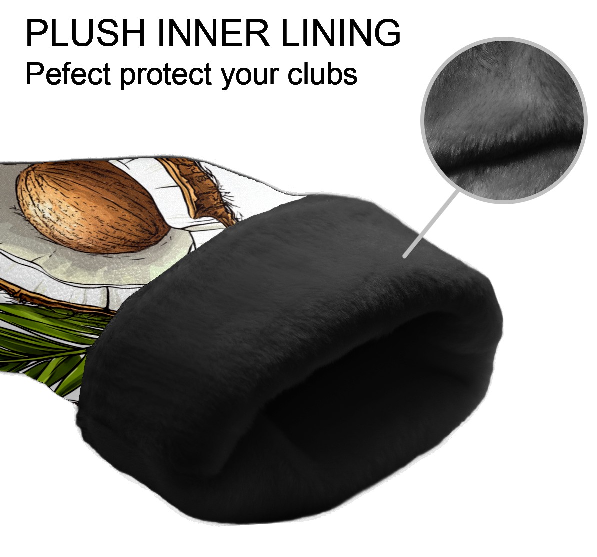 Golf Club Covers PU Leather Waterproof Head Covers for Fairway Woods Hybrids Coconut Palm Leaves