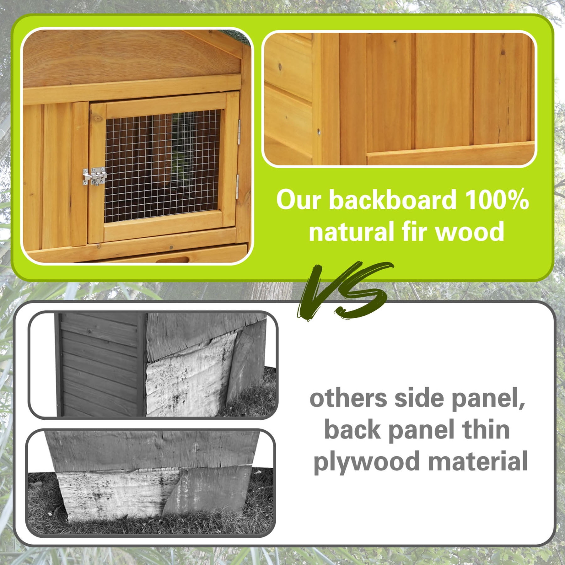 S-HOME 82 Inch Double Layer Dark Yellow Wooden Rabbit Cage, Easy Clean Pull-Out Tray, Weatherproof Design For Small Animals