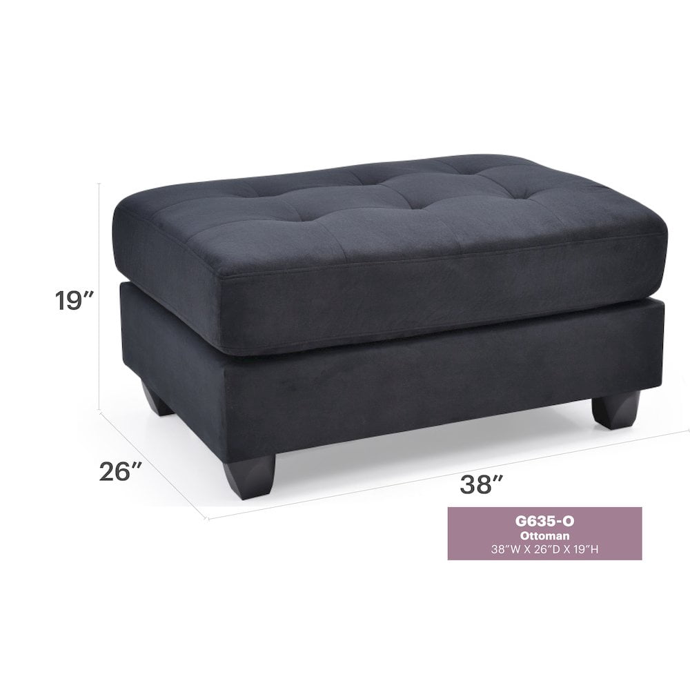 Glory Furniture Malone Ottoman in Black Color