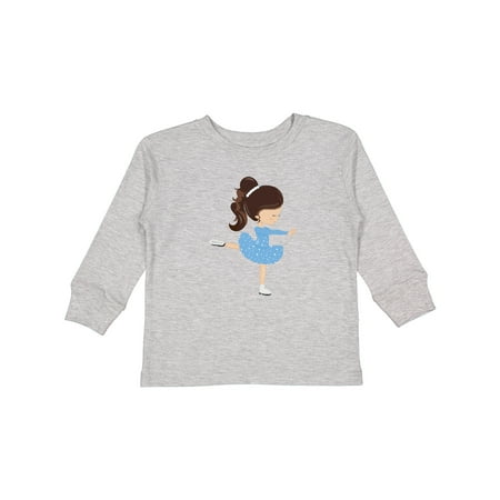 

Inktastic Ice Skating Girl Brown Hair Gift Toddler Toddler Girl Long Sleeve T-Shirt
