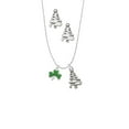 thumbnail image 2 of Delight Jewelry Silvertone Translucent Green Shamrock Silver tone Zig Zag Christmas Tree Charm Necklace and Stud Earrings, 2 of 4