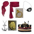 thumbnail image 2 of Alaiyaky 7 Pcs Pirate Accessories Set, Adult Captain Costume, Pirate Headscarf, Earrings,Ring,Eye Patch,Necklace,Bracelet,Hip Scarf for Halloween Cosplay Party, 2 of 7