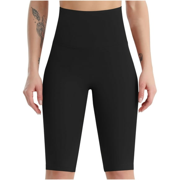 Biker Shorts for Women High-Waisted Butt Lifting Active Workout Yoga Pants Running Athletic Shorts Knee Length