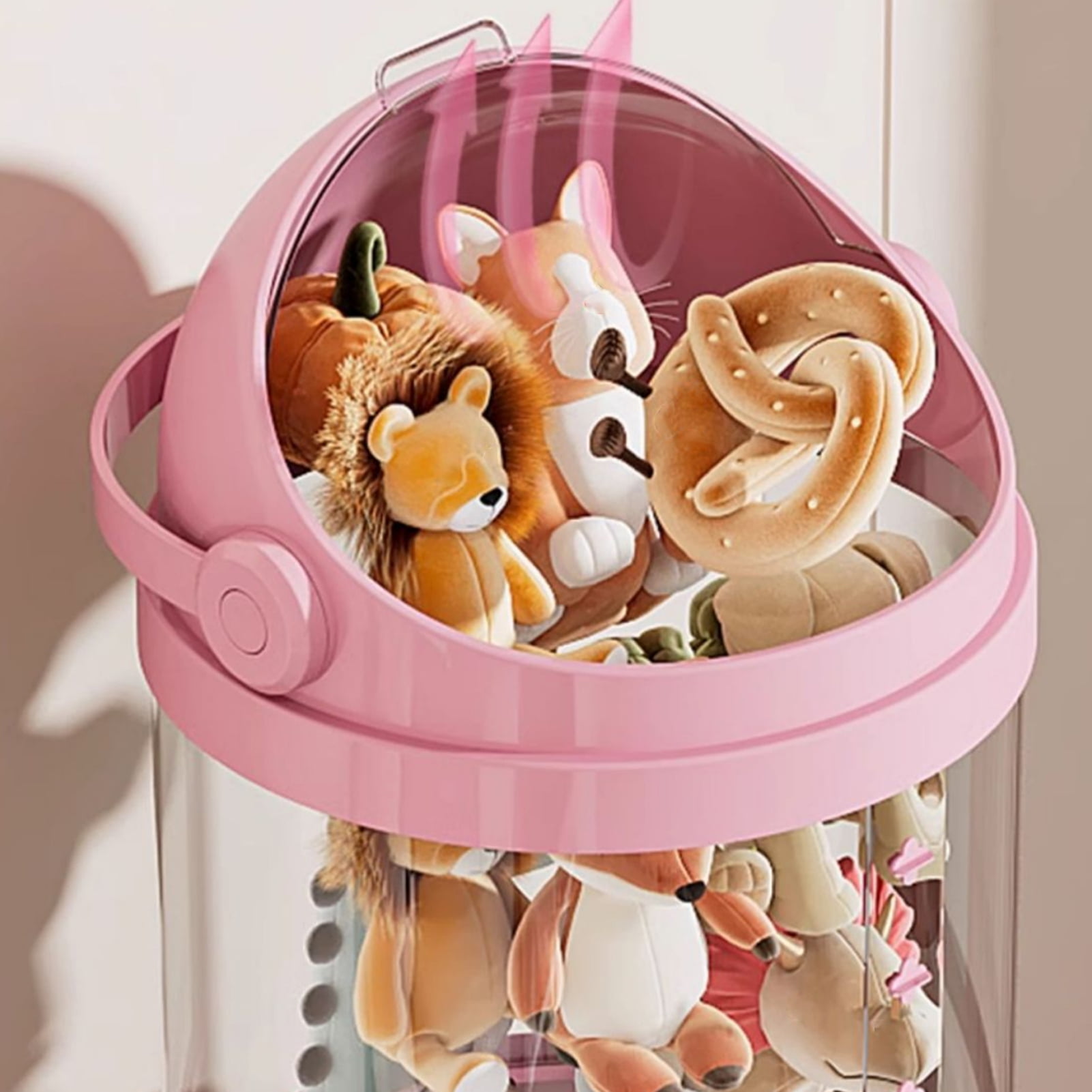 Callipe Transparent Vertical Toy Organizer Doll Storage Bucket Large Capacity Dustproof Easy to Install Vertical Stuffed Animal Storage Tube