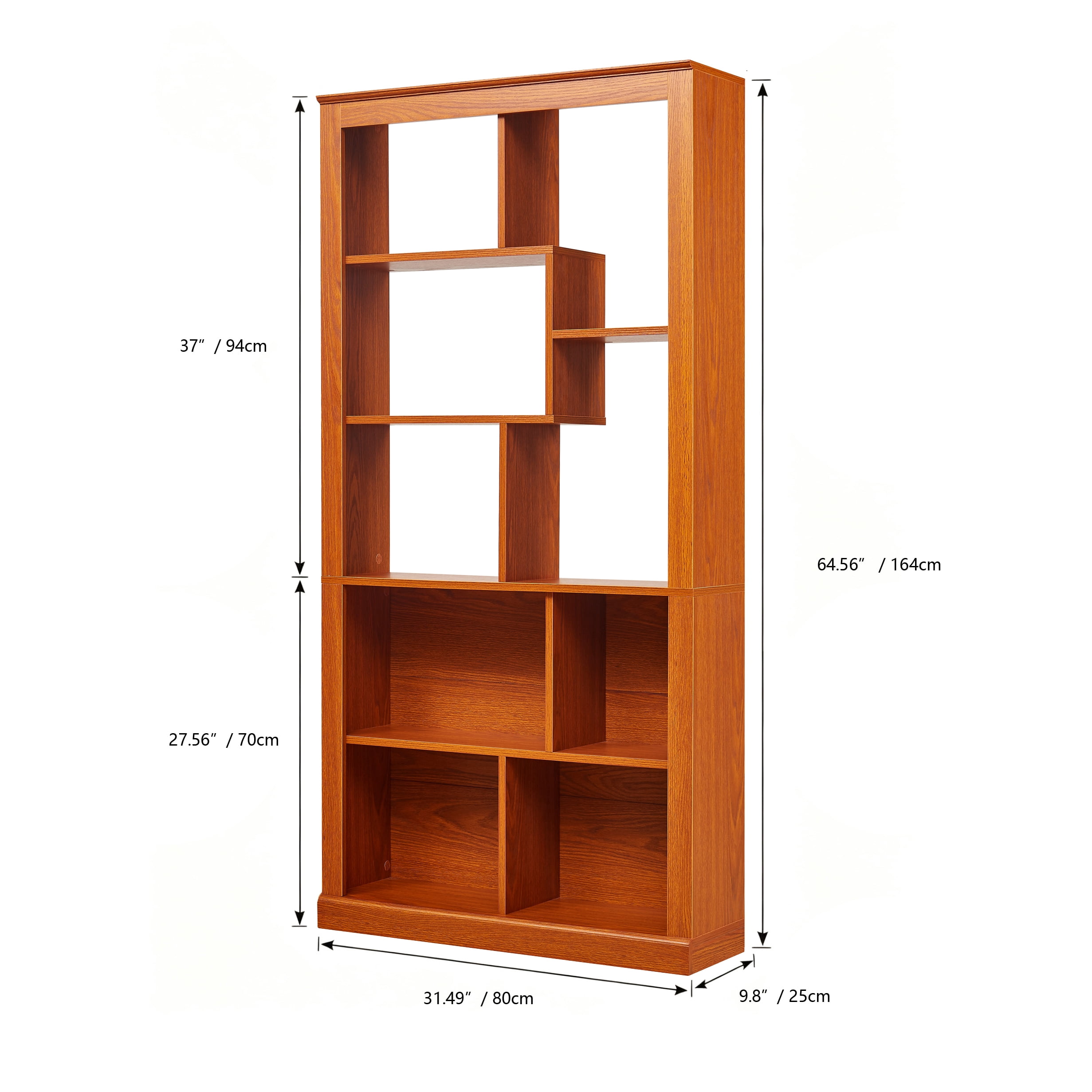 Free Combination Open Cubby Bookshelf, Freestanding MDF Display Storage Bookcase with Anti-Tip Straps, Easy to Assemble Classified Storage Organizer for Living Room Bedroom Home Office