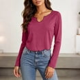 thumbnail image 5 of Zpanxa Women Long Sleeve Tops Scalloped V Neck Slim Fit Casual Solid Color Tee for Daily Wear, 5 of 7