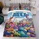 thumbnail image 4 of Monstruos University Conjunto de sábanas temático, trío de piezas, cómodo y amigable con la piel, diseño único, regalo de decoración para el hogar para familiares, amigos y fans,135cm *200cm, 4 of 6