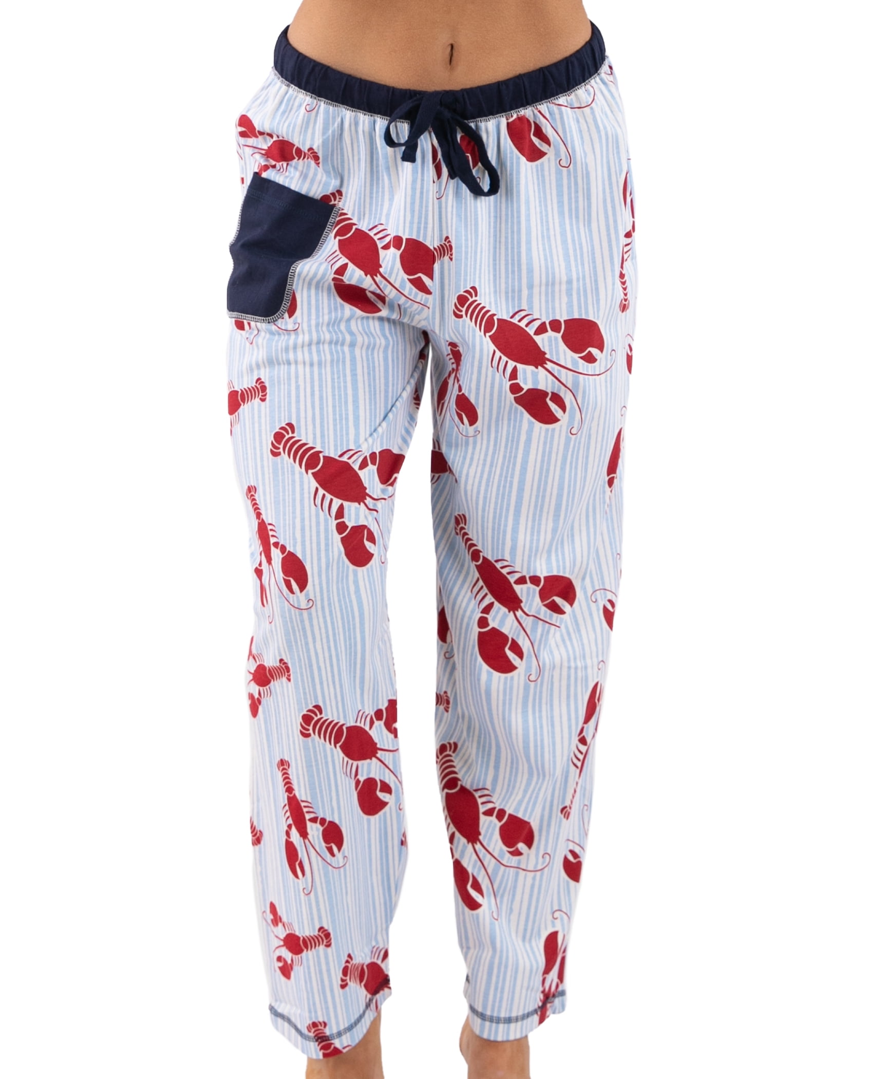 LazyOne Pajamas for Women, Cute Pajama Pants and Top Separates, Lobster Stripe, Small