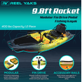 thumbnail image 2 of 9.8ft Rocket Modular Fishing Kayak - Fin Drive, 400 lbs Capacity, Yellow Black - Pedal Fishing Kayaks for Adults & Youth, Sit on Top, Compact Storage, Lightweight, Easy Transport, 2 of 6