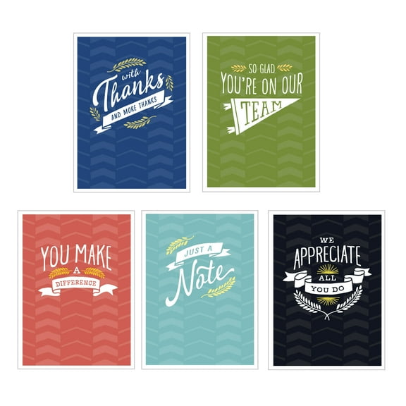 Hallmark Business Bulk Teacher  Appreciation Notecards (Classic Color Block Patterns), 50 Pack