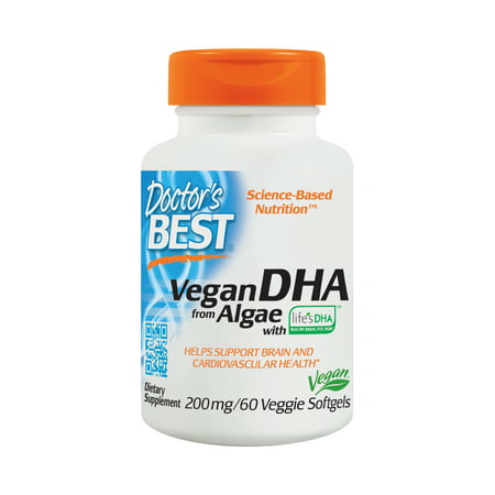 Doctor's Best Vegan DHA From Algae, Non-GMO, Vegan, Gluten Free, 200 mg, 60 (Best Dhea Supplement Gnc)