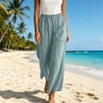 thumbnail image 4 of Xdegoge Palooza Wide Leg Pants Women Casual High Waisted Elastic Waist Trousers with Large Pockets Loose Fit Relaxed Lounge Summer Beach Bottoms, 4 of 6