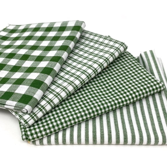 Perfect Green Christmas Assorted Homespun Plaid Gingham Homespun Cotton Fabric Bundle - Set of 4 Fat Quarters by JCS