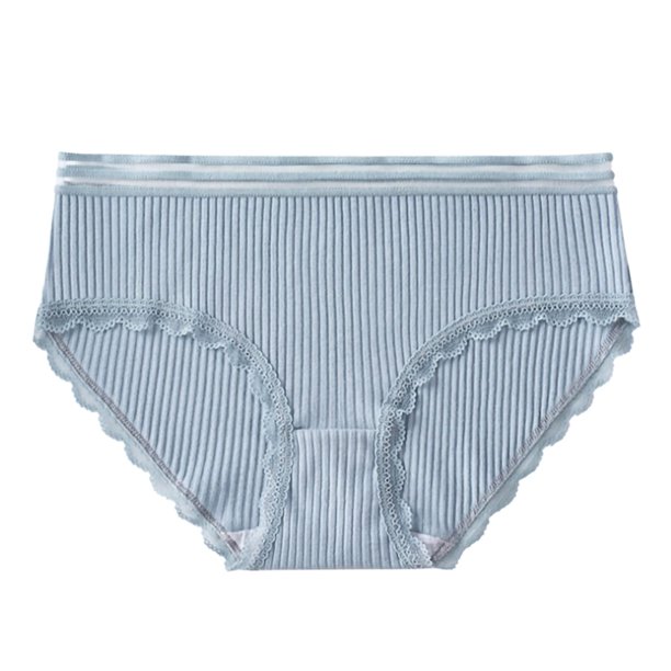 Minnieouse Ropa interior de algodón para mujer, bragas transpirables para niña, bragas elásticas que absorben la humedad con borde de encaje Ropa interior azul L Minnieouse AP000404-15