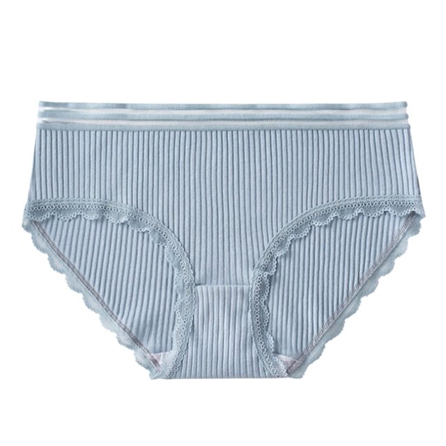 Minnieouse Ropa interior de algodón para mujer, bragas transpirables para niña, bragas elásticas que absorben la humedad con borde de encaje Ropa interior azul L Minnieouse AP000404-15